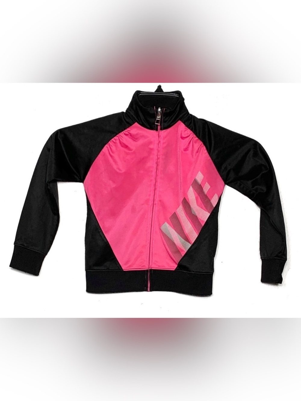 Nike Track Jacket Girls Size 5 Black Pink Athletic